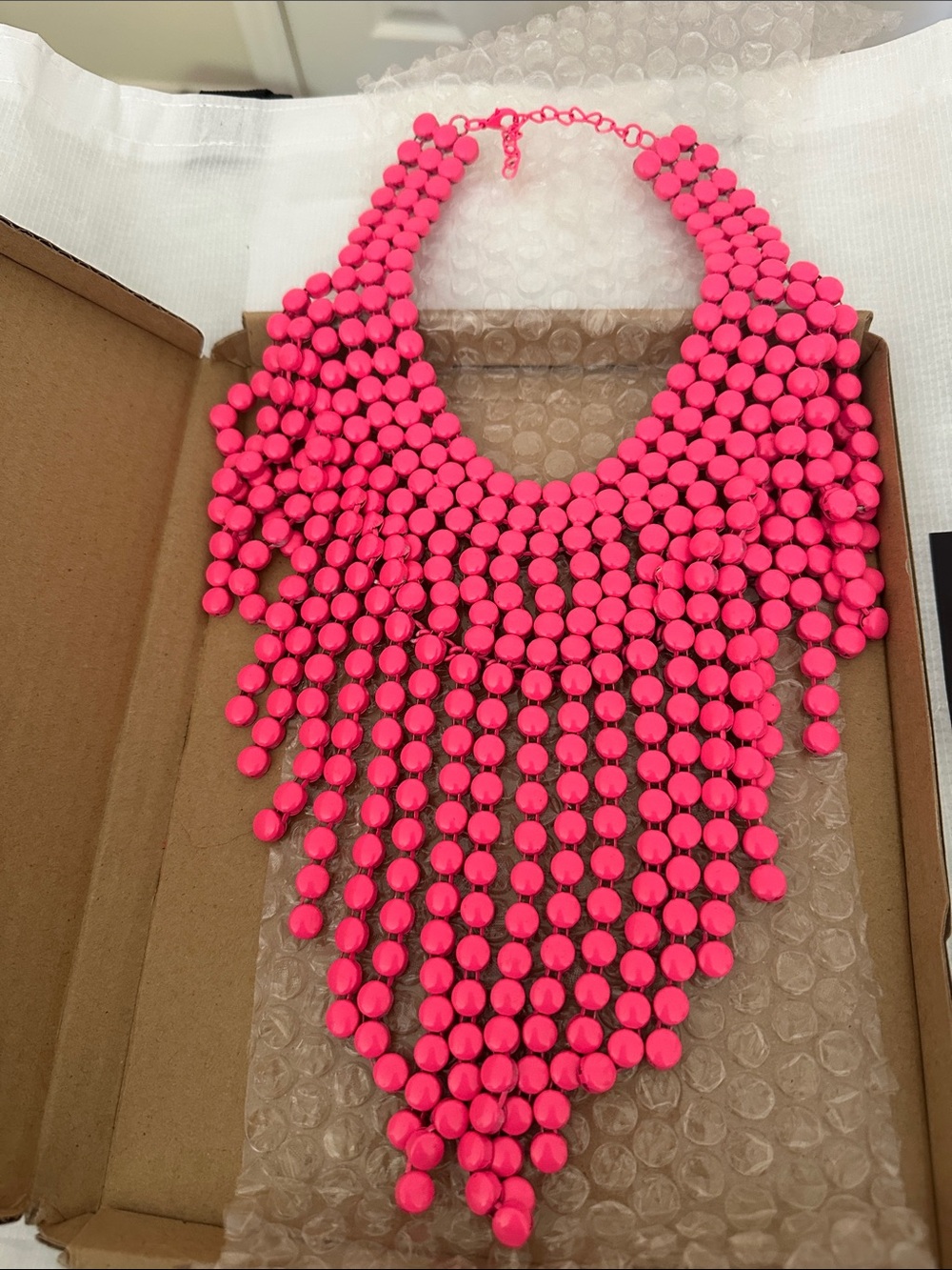 Bold Hot Pink Statement Bib Necklace - Women Jewelry